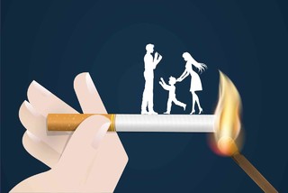 戒烟家庭世界哮喘日禁烟日肺健康禁烟矢量图